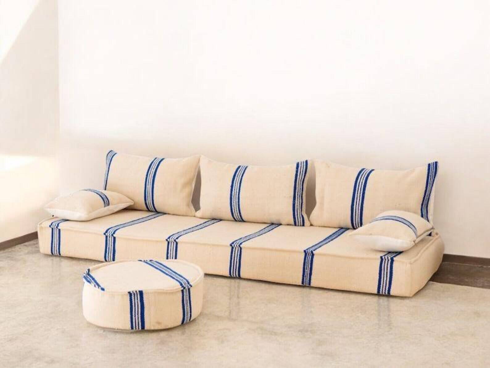 Handmade Moroccan Boujaad Kilim Floor Sofa