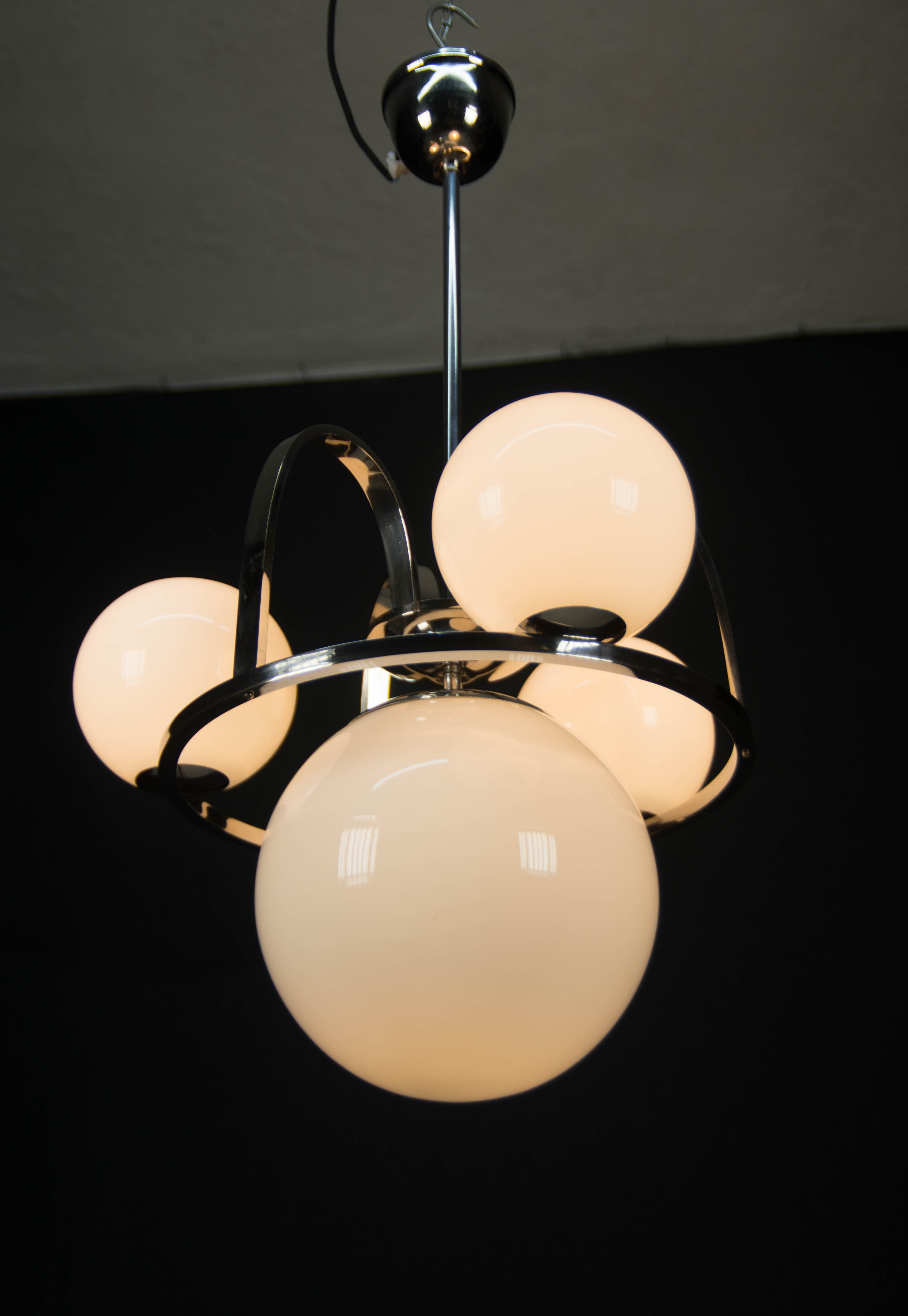 Bauhaus Chrome-plated Chandelier, 1930s