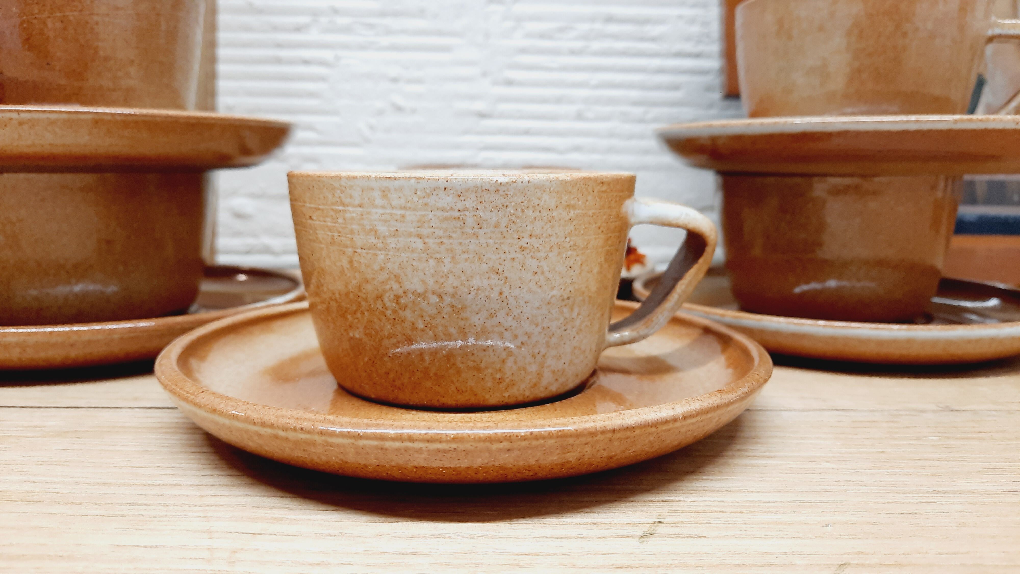 Set 6 cup glazed sandstone