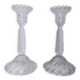 paire de bougeoirs en verre