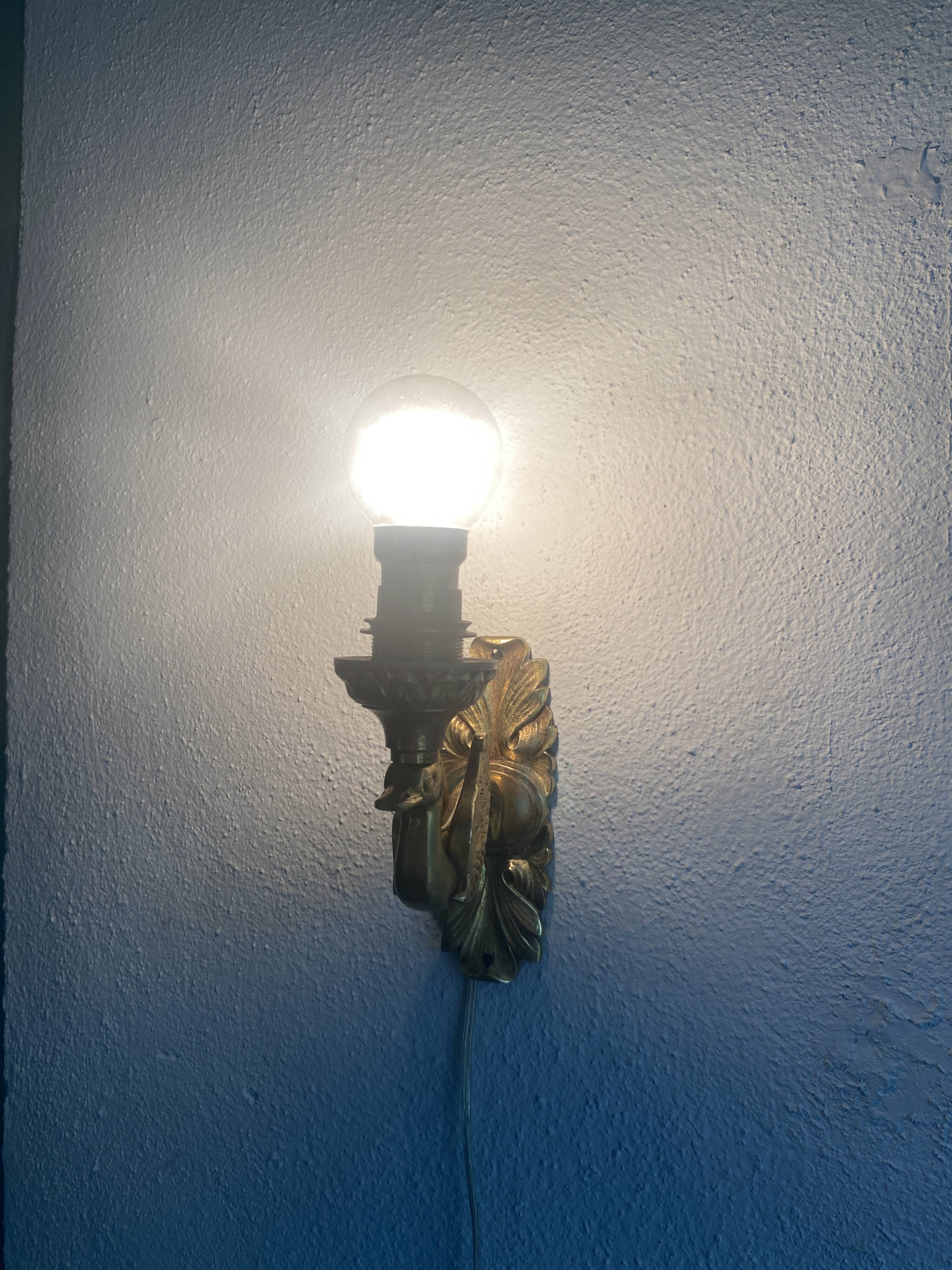 Bronze wall light, golden brass, clip-on wallpaper lampshade