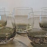 Set of 5 smoked bubble bottom glasses