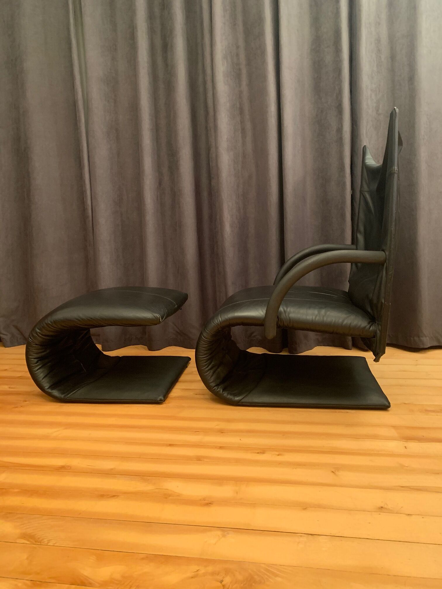 Zen armchair with footstool designed by claude brisson, ligne roset, france, 1980s