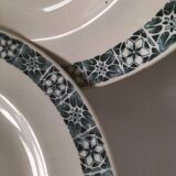 Trio of plates (2 soup plates, 1 dinner plate) Longchamp René, duck egg blue decoration