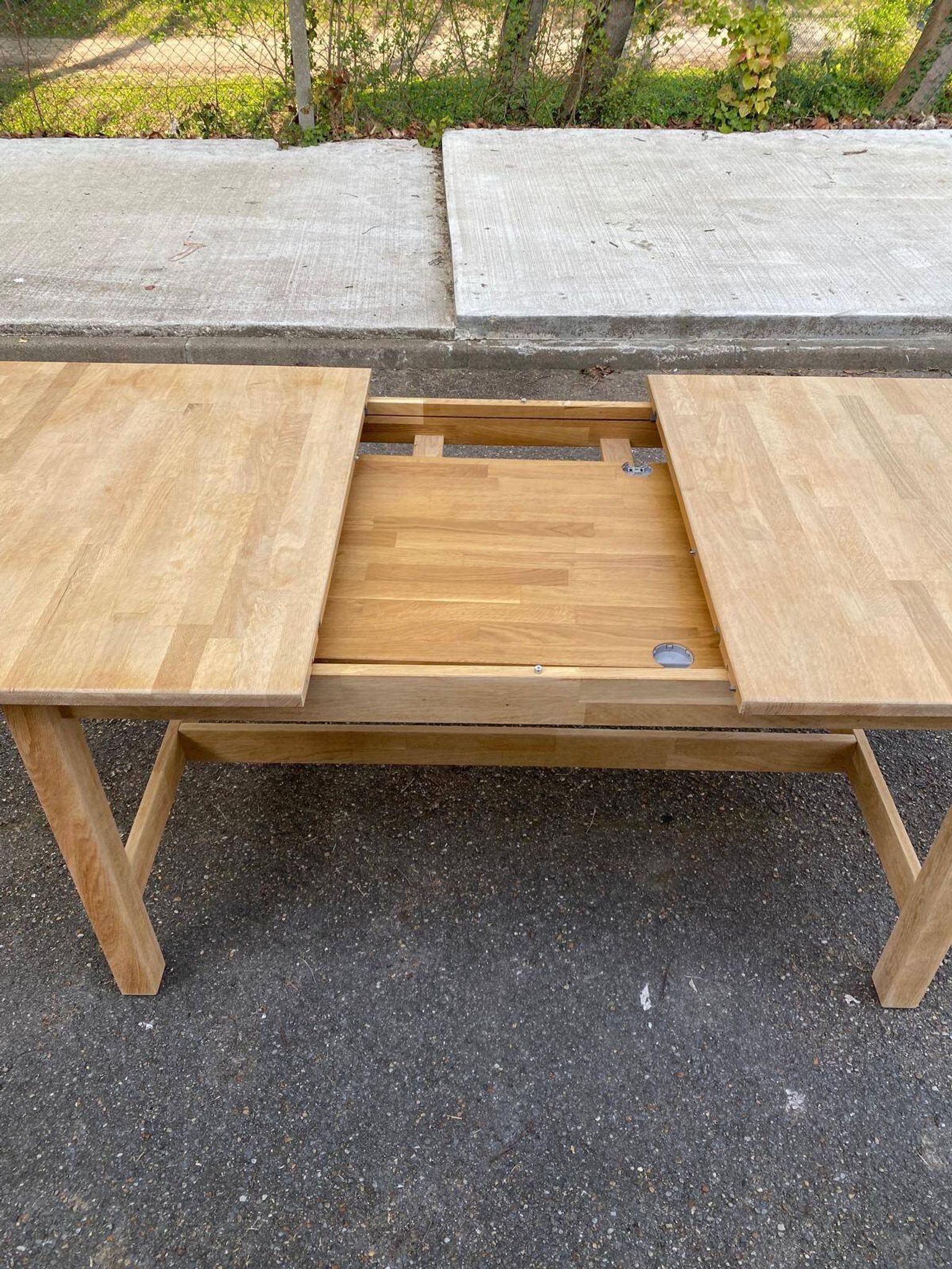 Table à manger scandinave rénovée en chêne 145-200cm