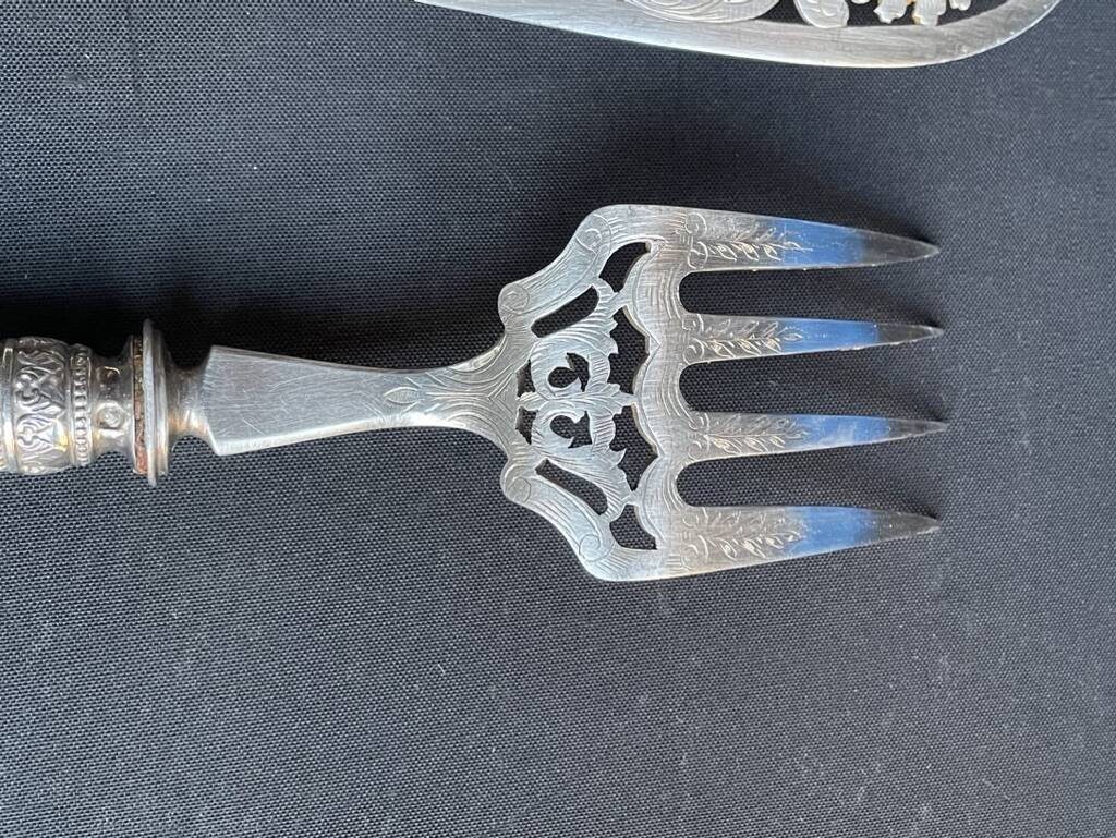 Fish serving cutlery – Silver Head of Minerva