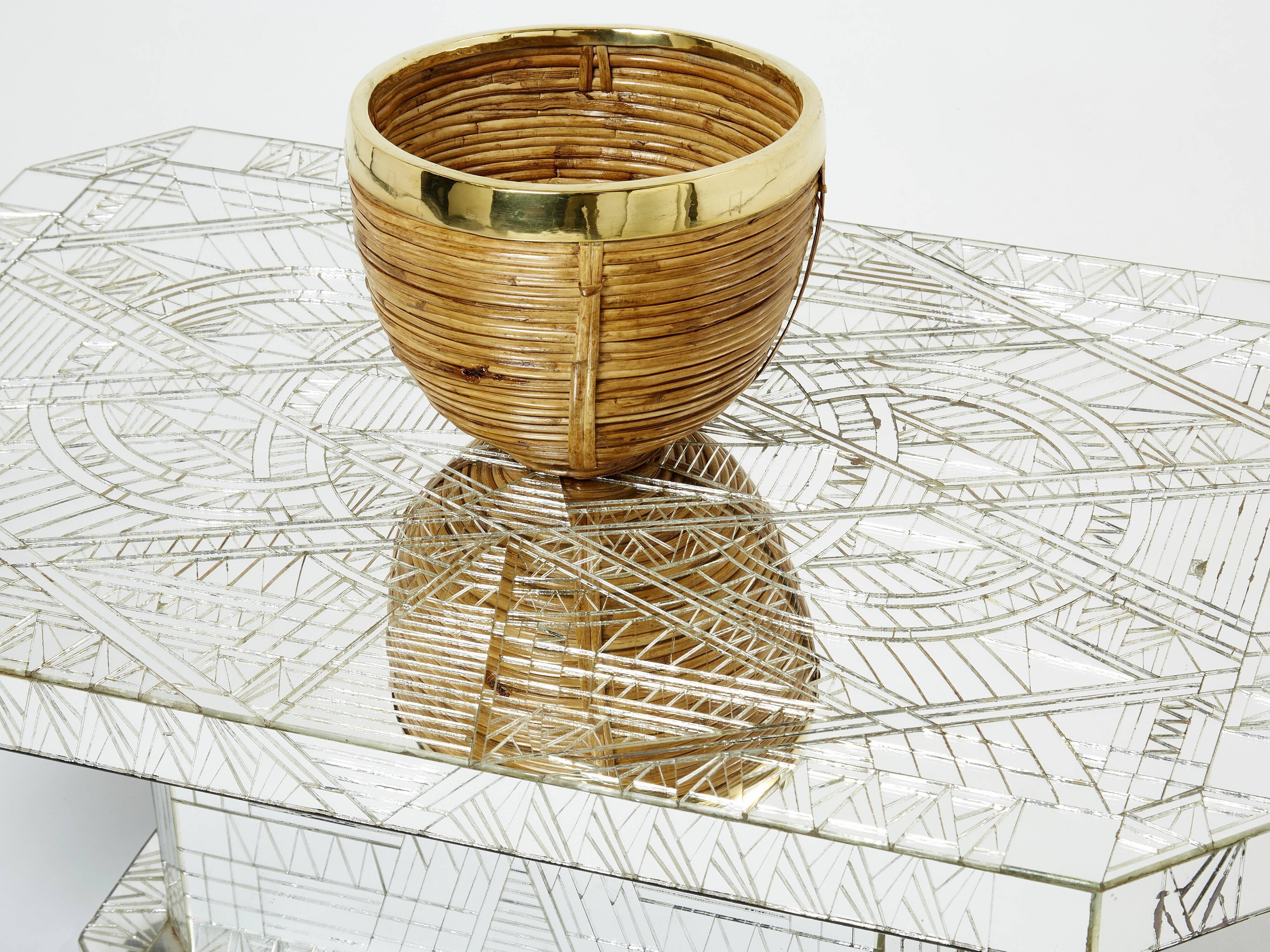 Rare coffee table in mosaic of mirrors by Daniel Clément around 1970