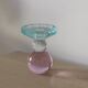 Sculptural candle holder in frosted pink and blue glass