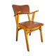 Fauteuil bridge hêtre & skaï, vers 1960