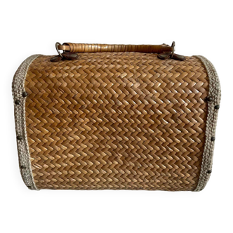 Small old wicker suitcase