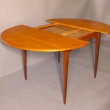 Italian circular teak extendable dining table, 1960s