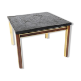 Coffee table with slate plate, frame of gilded metal and rosewood by Bendixen Design from the 1970s.