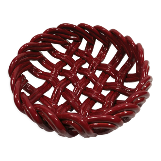 Vallauris woven fruit cup like ochre red basket