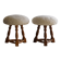 Modern Danish, a pair of tripod stools, seats reupholstered in lambswool, 1950s.