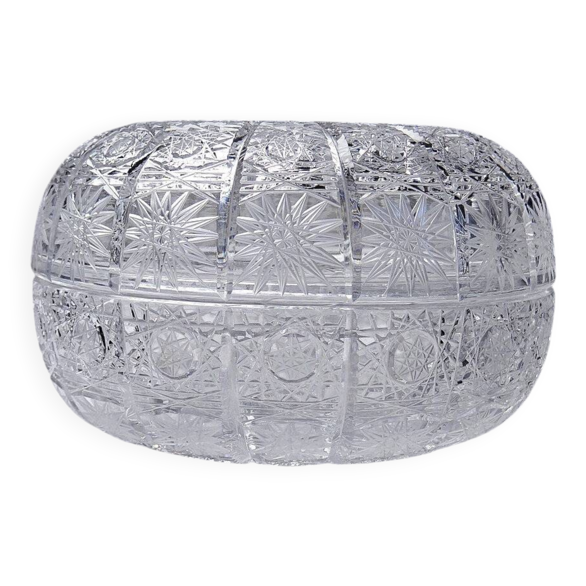 Large vintage "Queen's Lace" chiseled Bohemian crystal box
