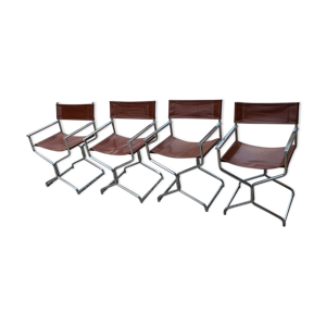 Lot de fauteuils avec - cuir metal
