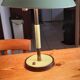 Vintage lamp green lacquered metal and brass