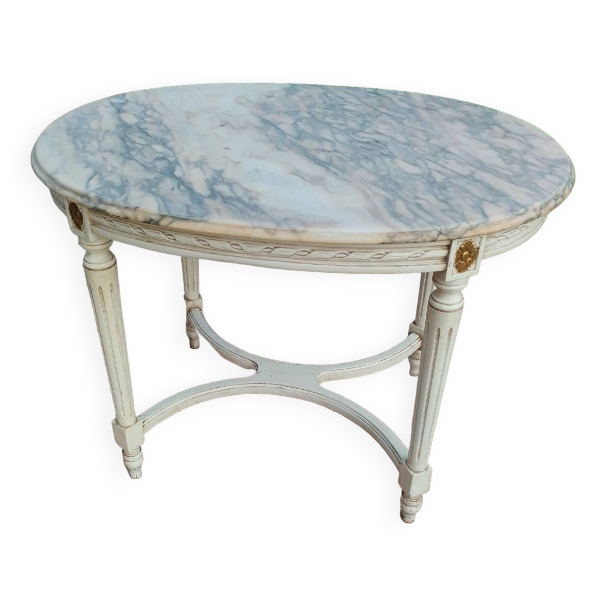 Antique Louis XVI style coffee table with marble top