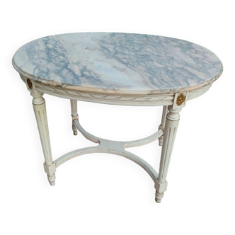 Table basse ancienne style louis xvi avec plateau marbre
