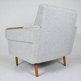 Mid-century modern armchair, restored, 1960, light grey fabric