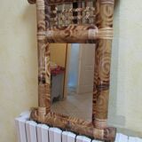 Rectangular bamboo and woven wicker mirror