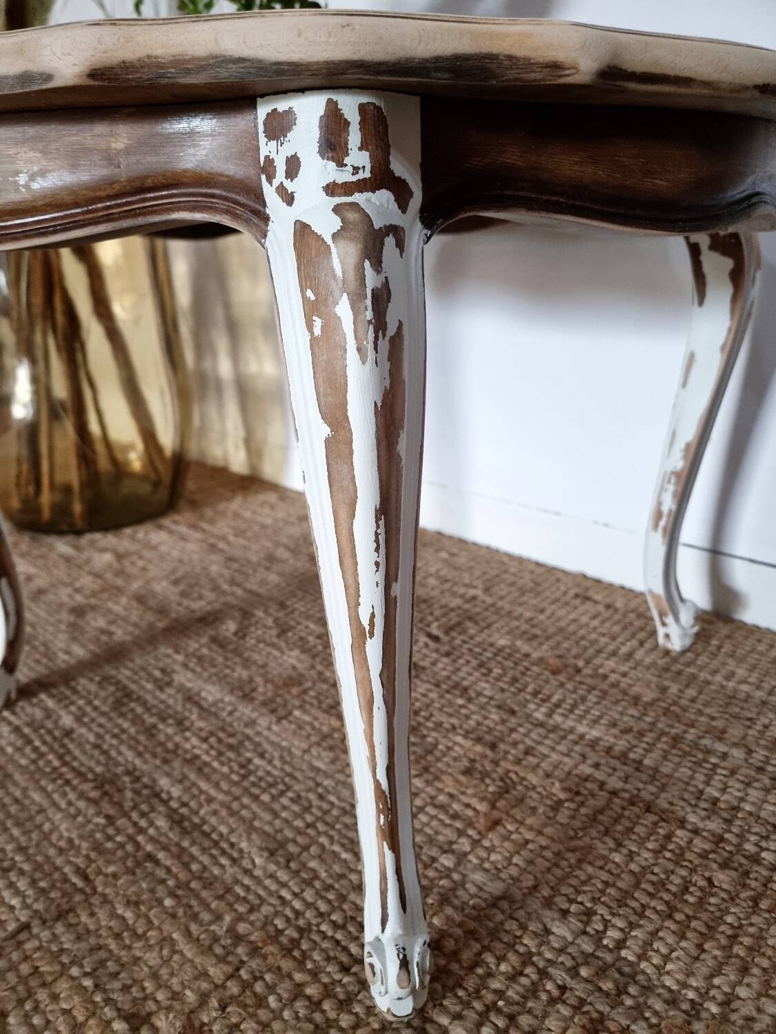 Round cane coffee table