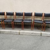 6 scandinavian black and beech chairs