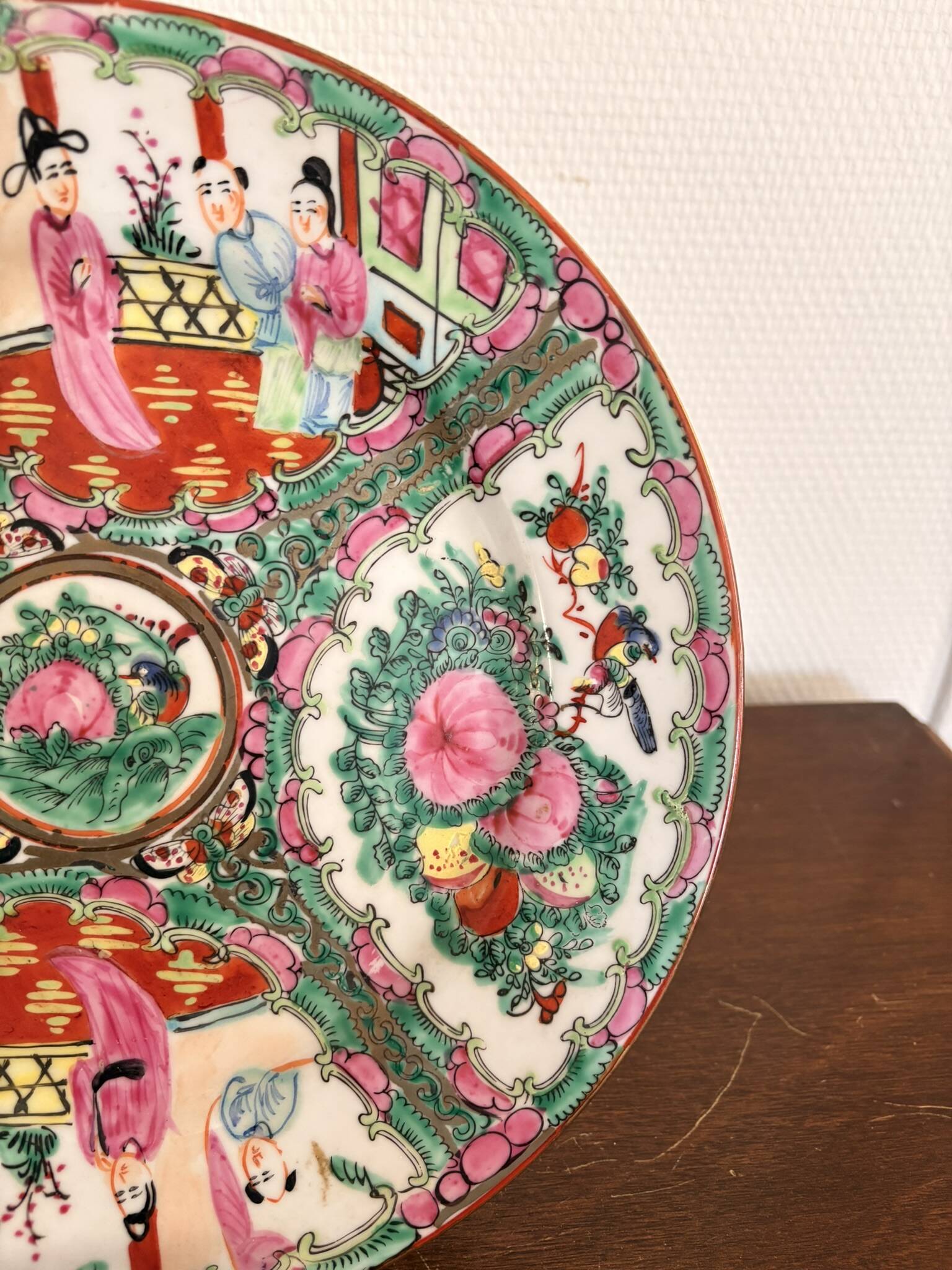 Old Rose Family Pewter Dish Empty Pocket Peony Hong Kong