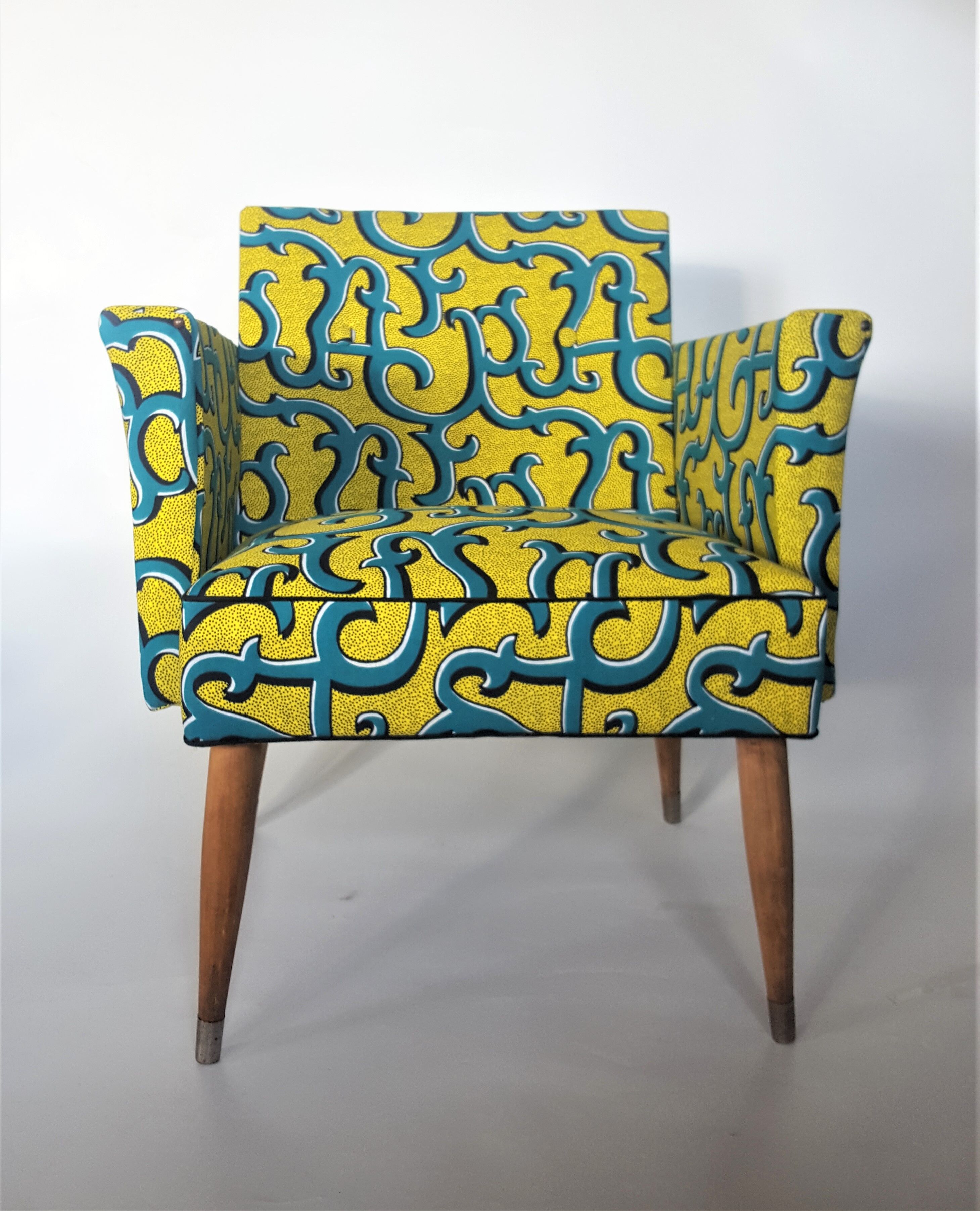 Rare cubic cocktail armchair of the years 50/redone