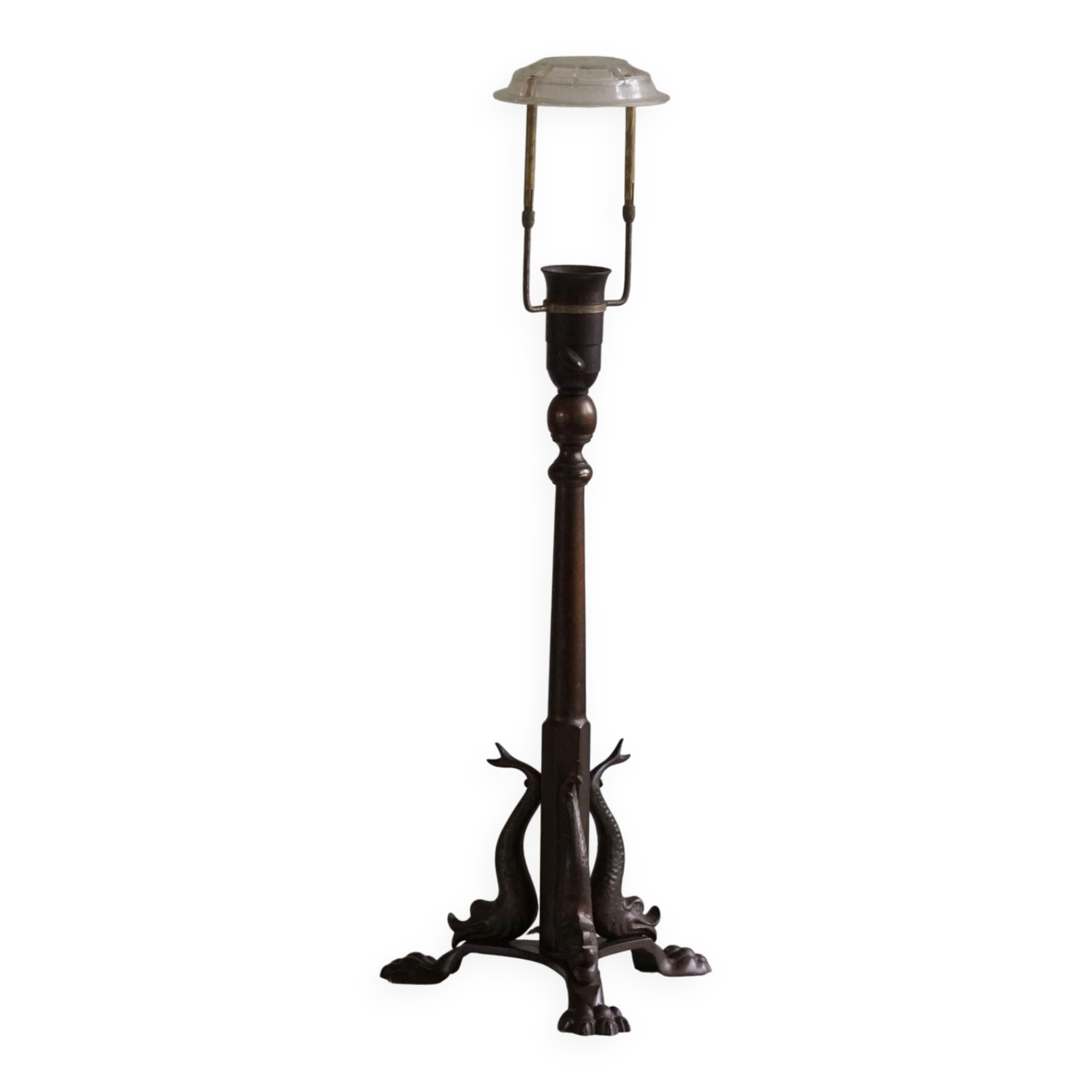 Danish table lamp, Jugendstil, Art Nouveau, in bronze, 1920s.