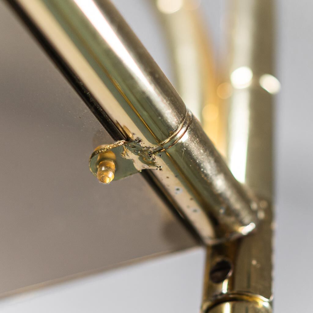 Showcase metal gilded smoked glass 70s vintage modern