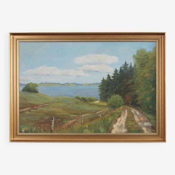 Peinture « La route vers le lac », design danois, années 1980, de Karin Hermansen