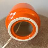 Vintage lamp - orange ceramic - 1970 - handmade shade.