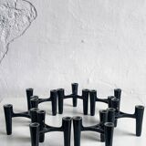 Set of 7 black candle holders designed by Koziol Hommage 2005 Germany