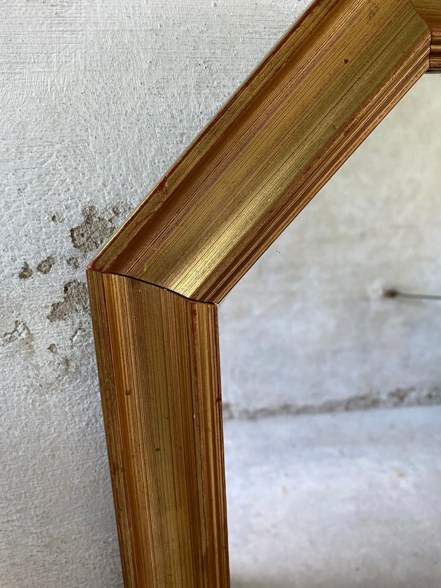 Octagonal Wall Mirror with Vintage Molded Gilded Wood Frame