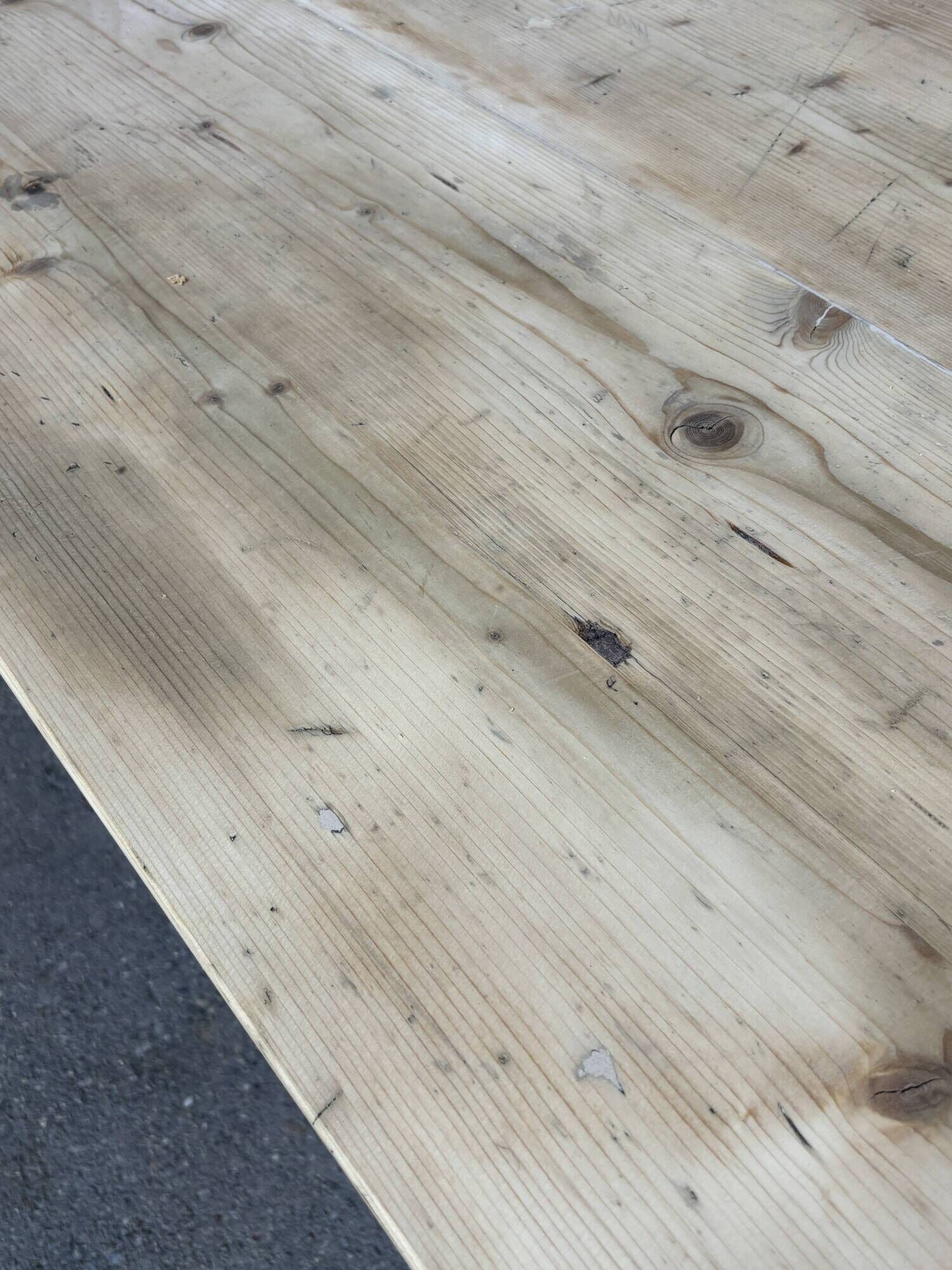 Very large farmhouse table 300 cm in fir from 1900, natural raw wood brewery.