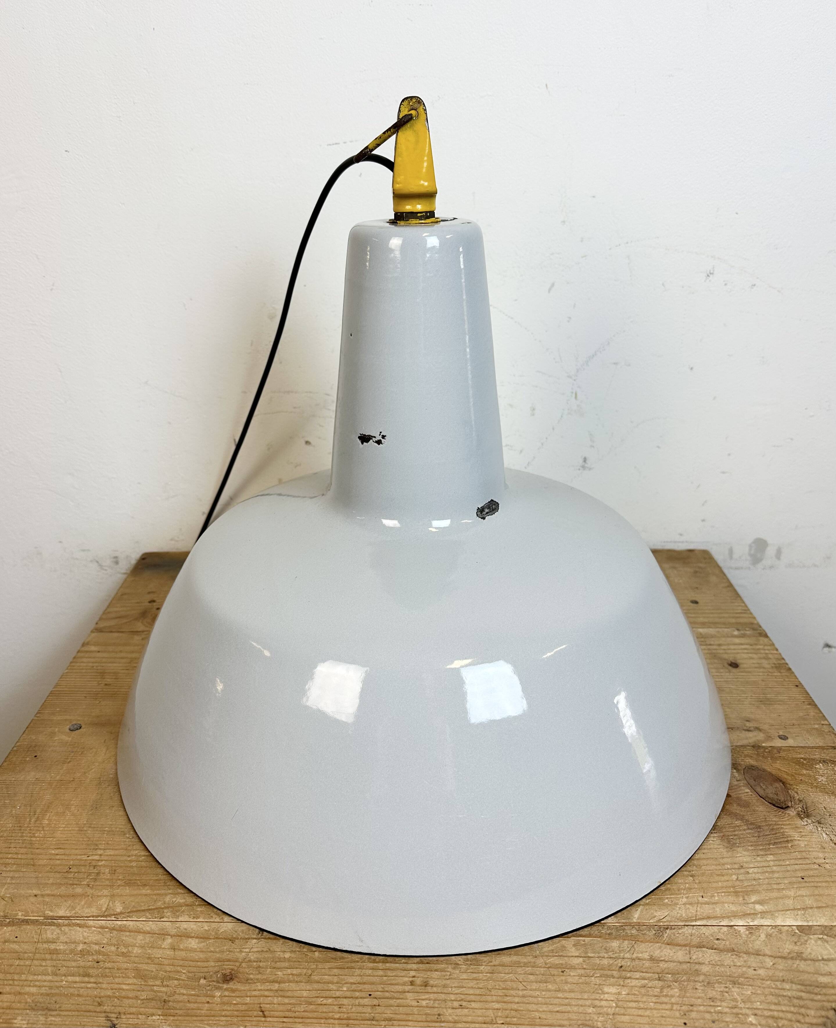 Industrial Grey Enamel Factory Pendant Lamp from Philips, 1960s