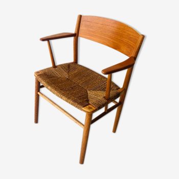 Danish teak, oak and rope armchair, 1950s
