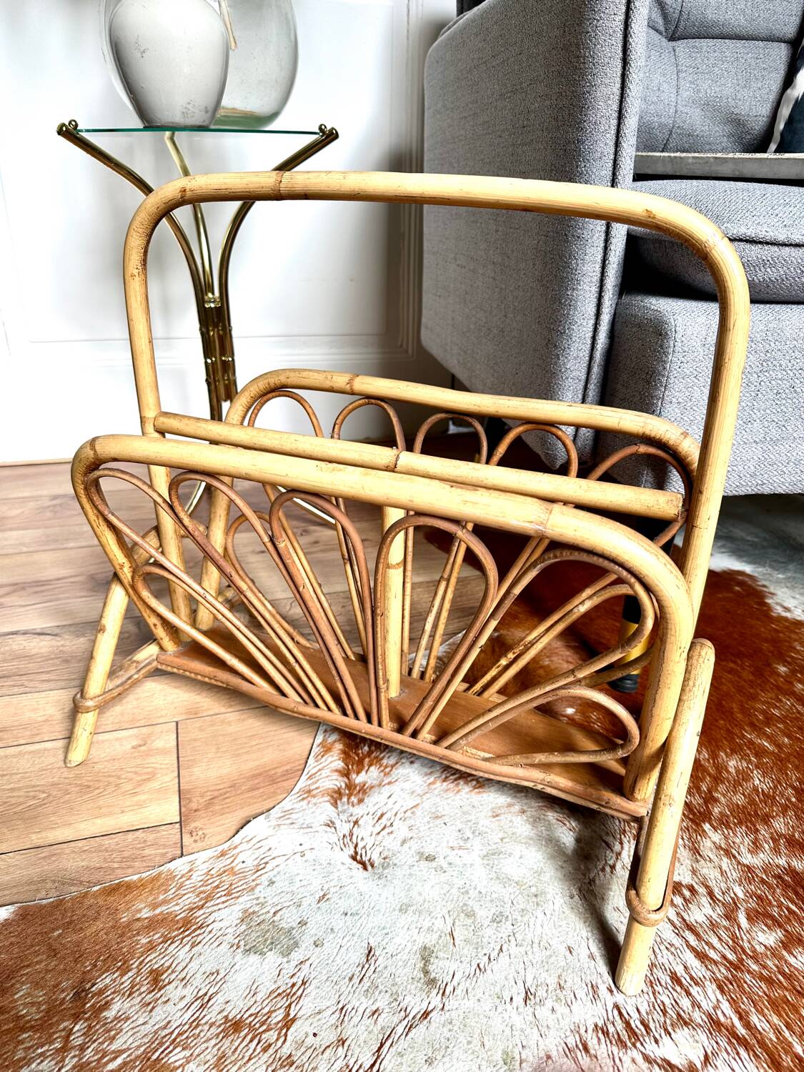 60s bamboo magazine rack