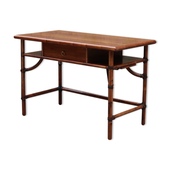 Bamboo and wooden desk with right side shelf on slide by Mc Guire 120x60