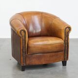 Sheepskin leather club chair