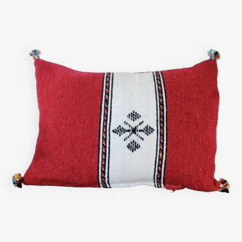 Coussin berbère rectangulaire rouge et blanc