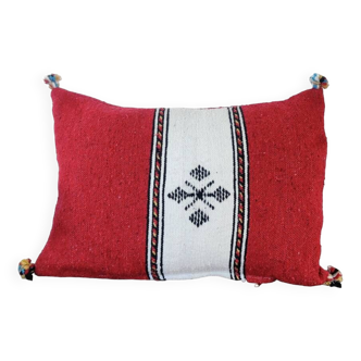 Coussin berbère rectangulaire rouge et blanc