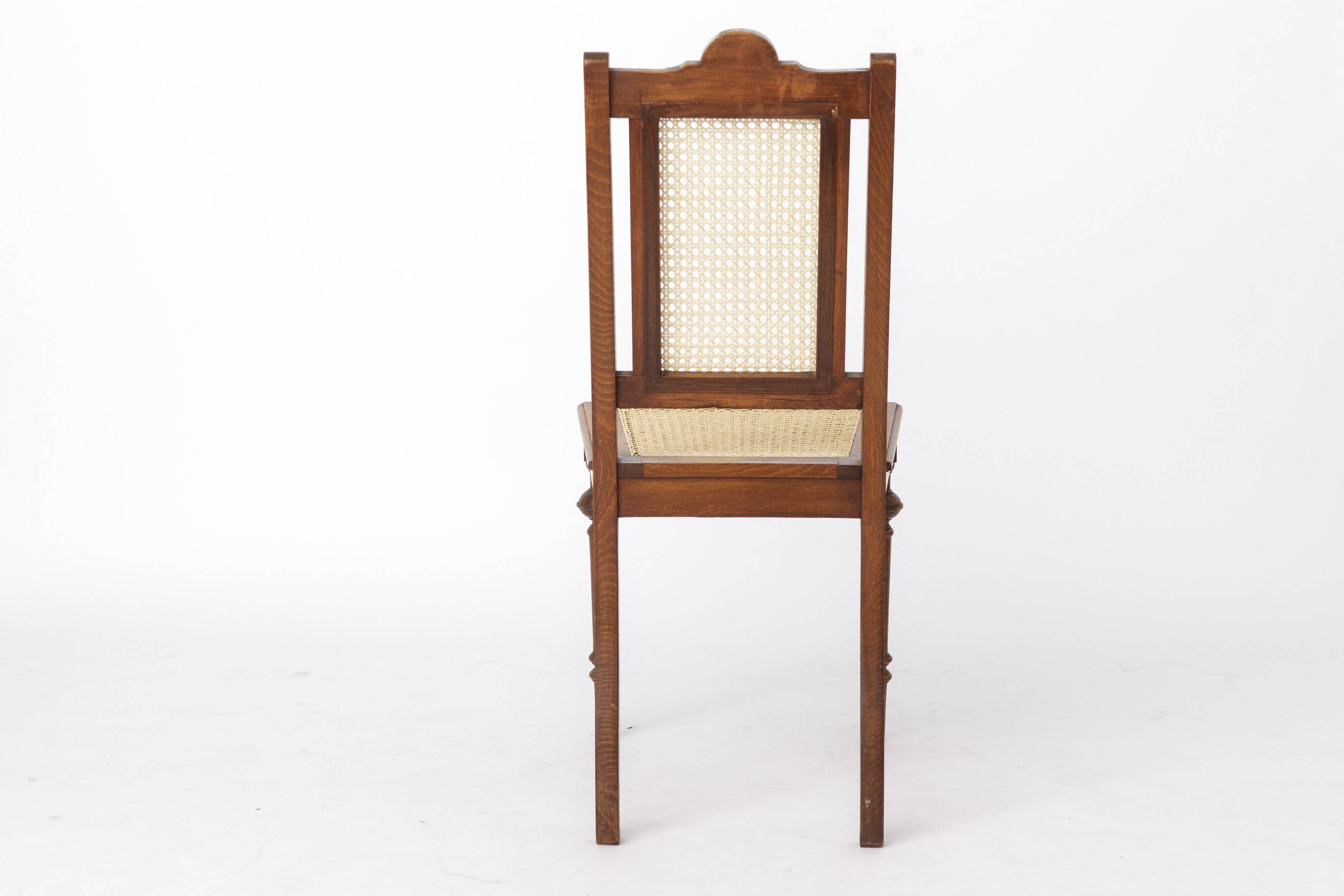 Antique Belgian Dining Chair, Restored Cane Chair, Beech Wood, c. 1930s