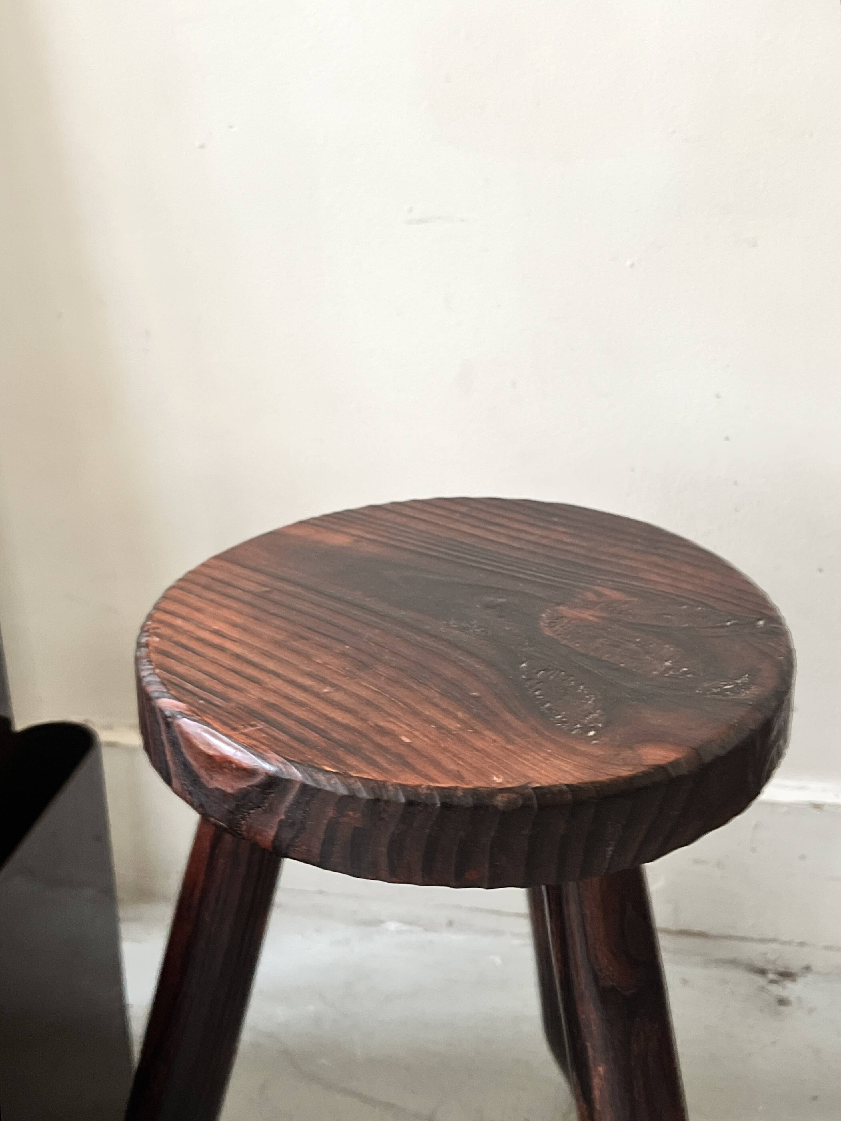 Brutalist wooden farm stool