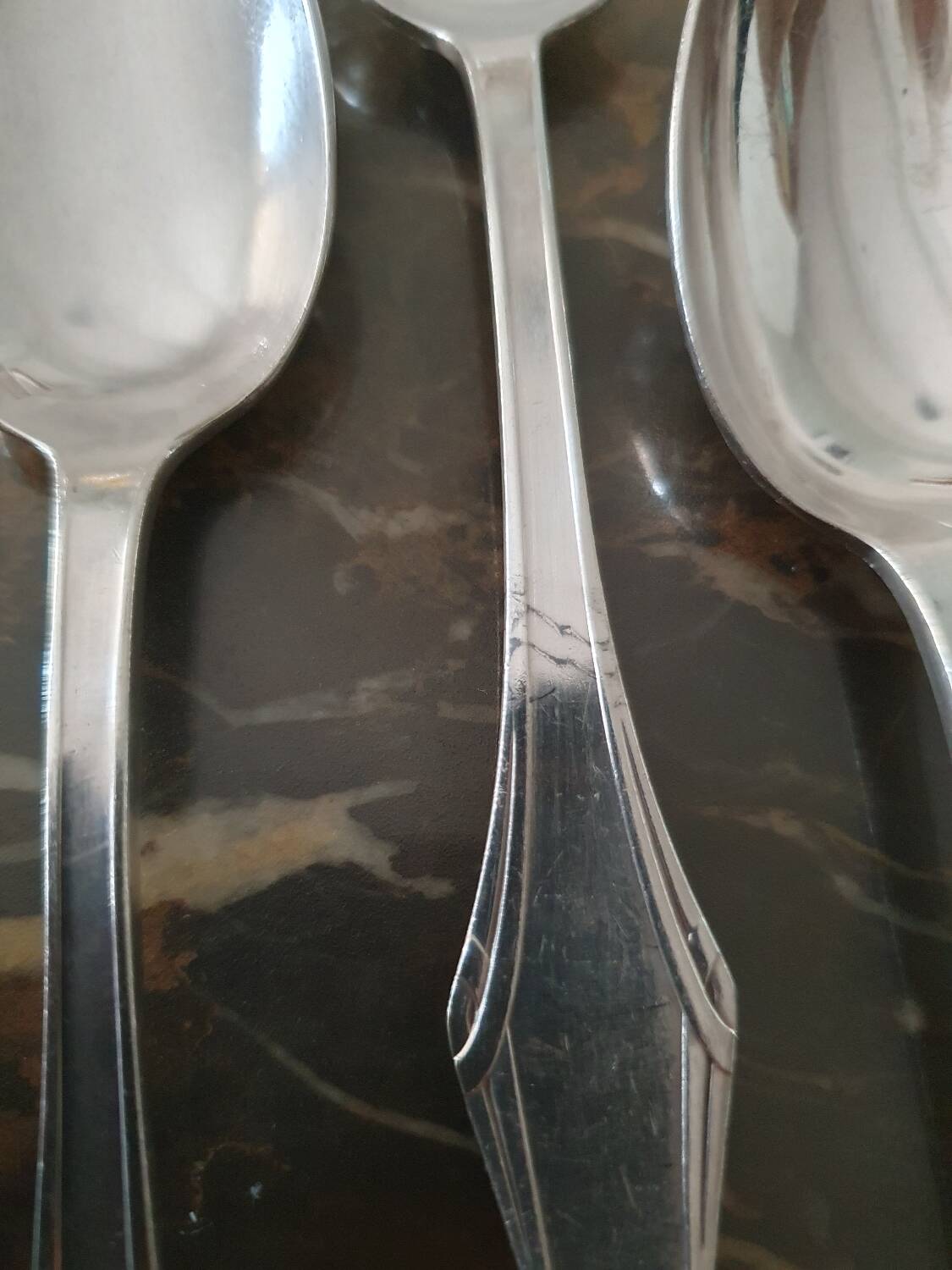 Lot of 5 silver-plated dessert spoons by Ravinet d'Enfer.