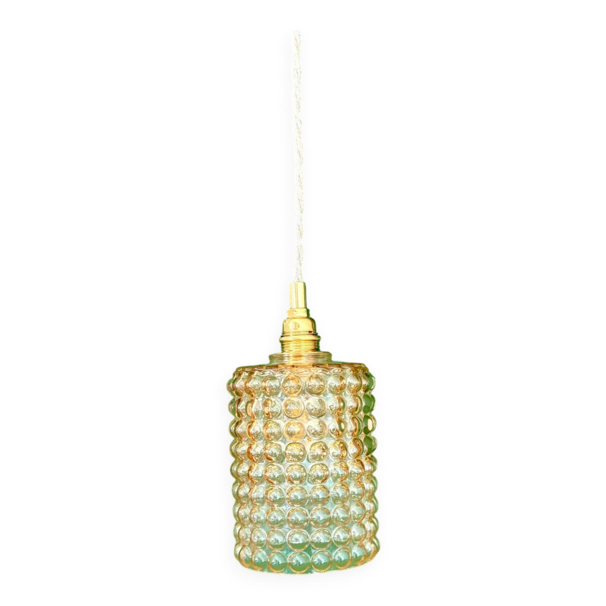 Vintage amber glass bubble suspension globe