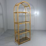 Rattan & smoked glass display rack 1970’s