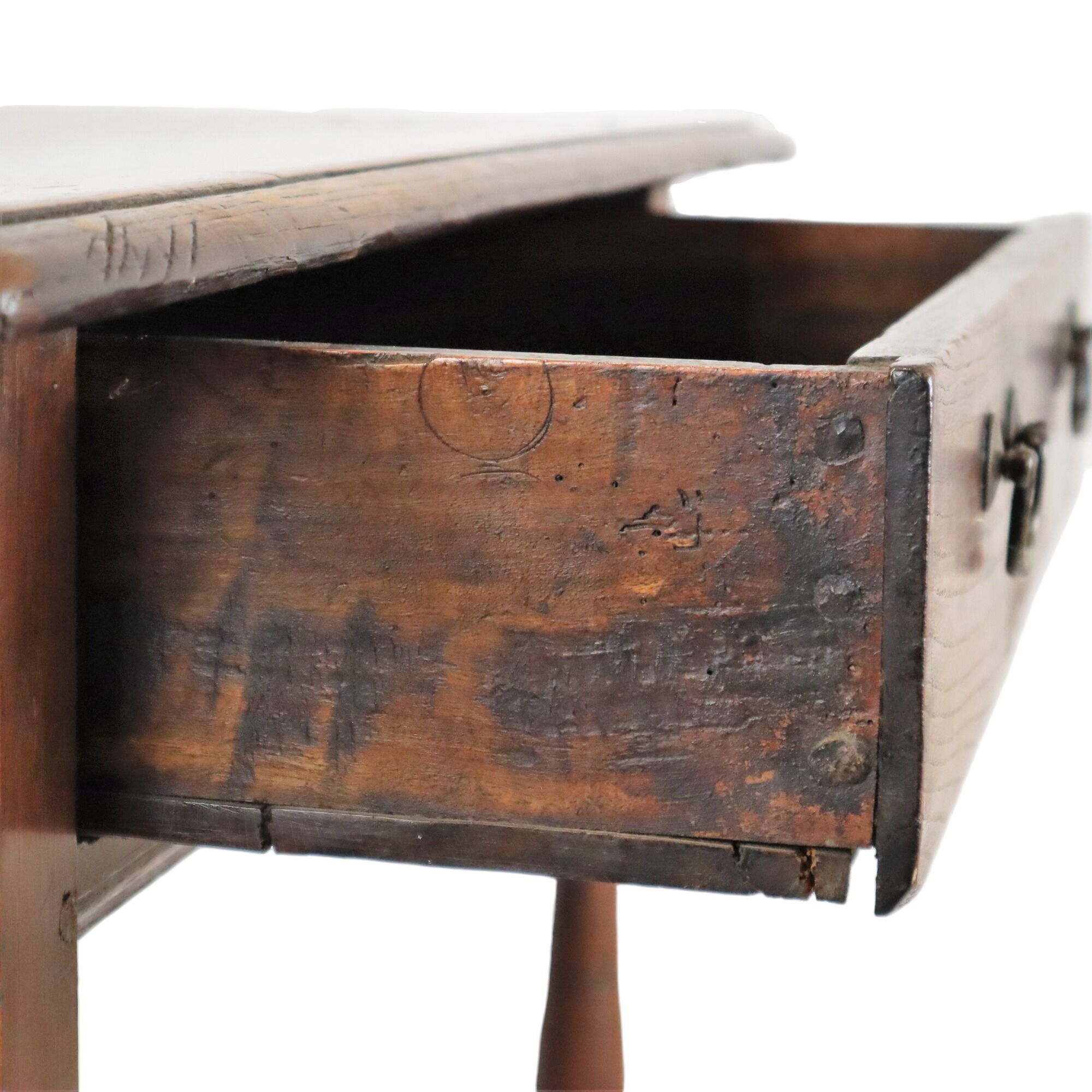 English table drawer lowboy antique solid oak 18th century 94cm