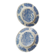 2 small antique Sarreguemines plates - Blue landscape decoration